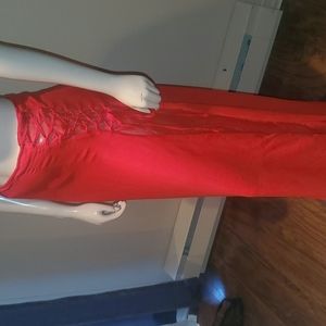 Missguided Red Lace Up Side Maxi Skirt